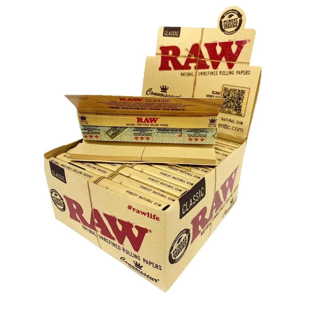 Raw Classic Connoisseur King size Slim + Tips -  (Pack of 24)
