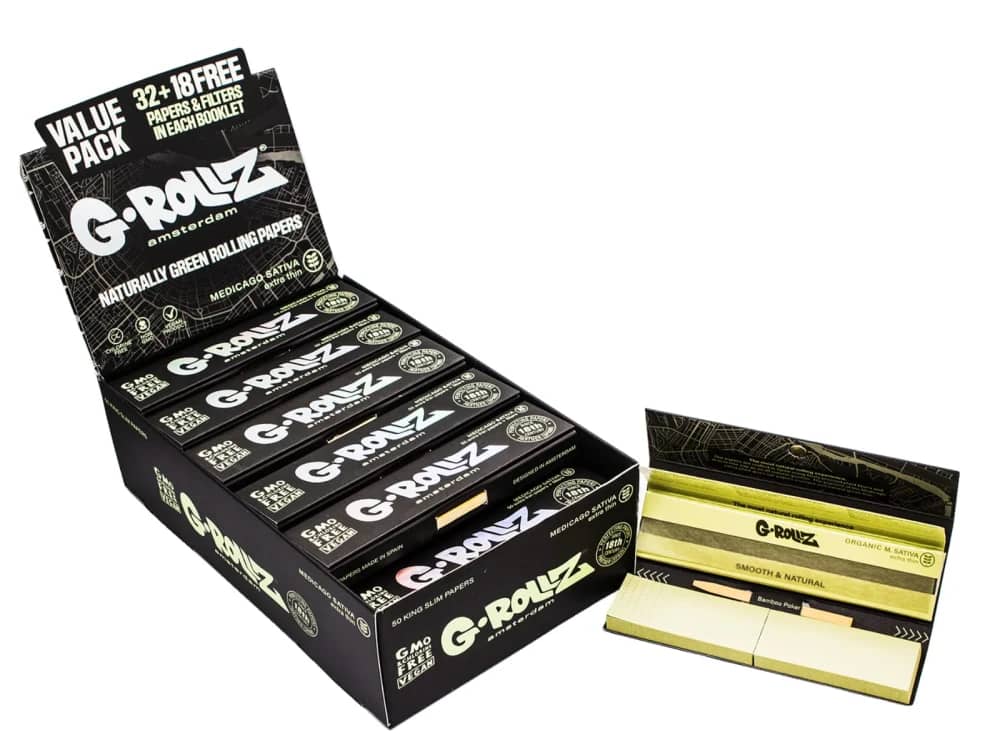 G-ROLLZ Organic Medicago Sativa King Size Rolling Papers - (Pack of 24)