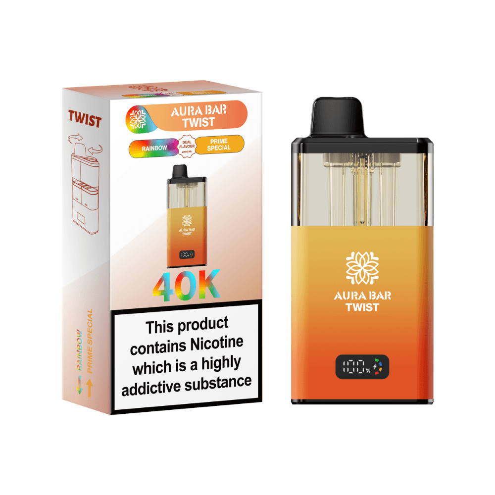 Crystal Prime Aura Bar Twist 40k-Vape Kit Box of 5 Rainbow / Prime Special