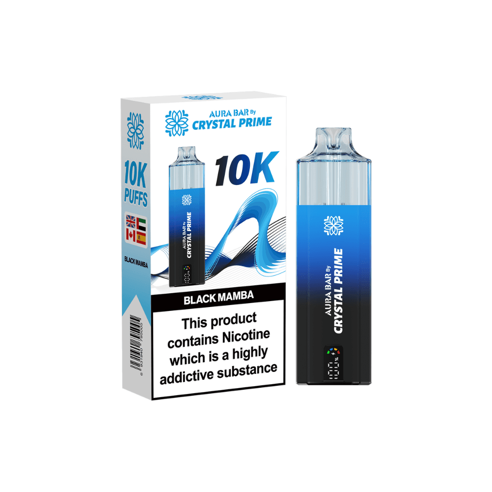 Crystal Prime Aura Bar 10k Vape Kit Box of 5 Black Mamba