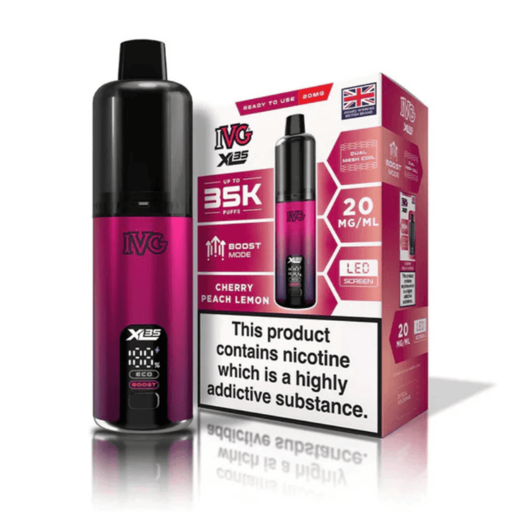 IVG XL 35k Prefilled Vape Kit Box of 5 Cherry Peach Lemon