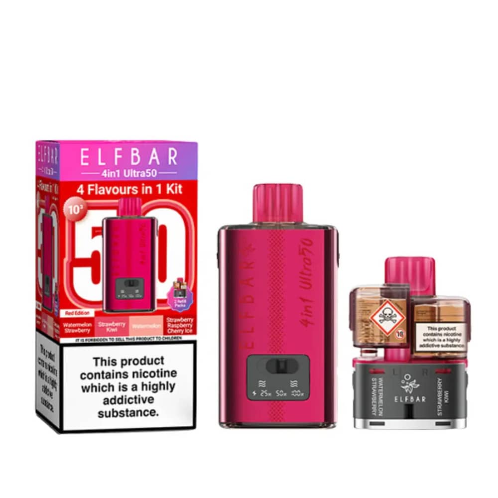 Elf Bar Ultra 50k Vape Kit Box of 5 Red Edition