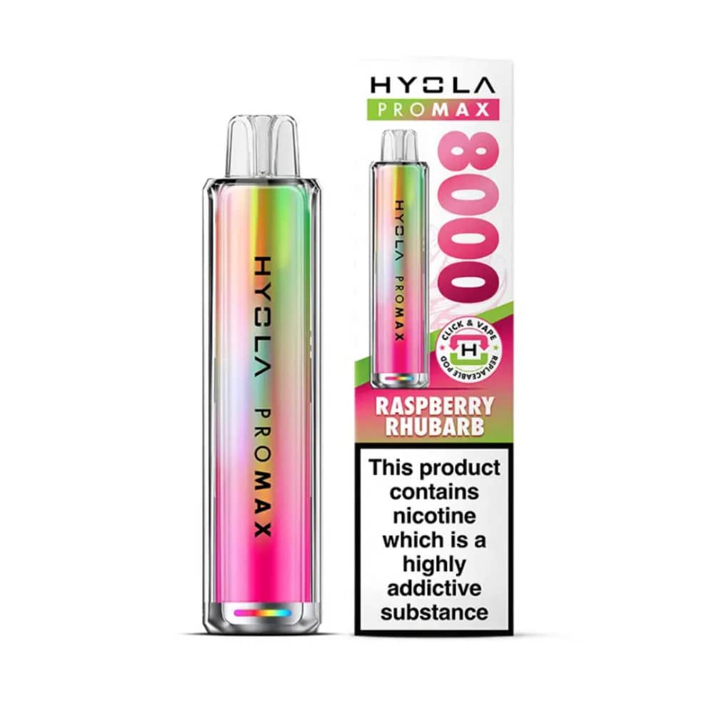 Hyola Pro Max 8000 Vape Kit Box of 5 Raspberry Rhubarb