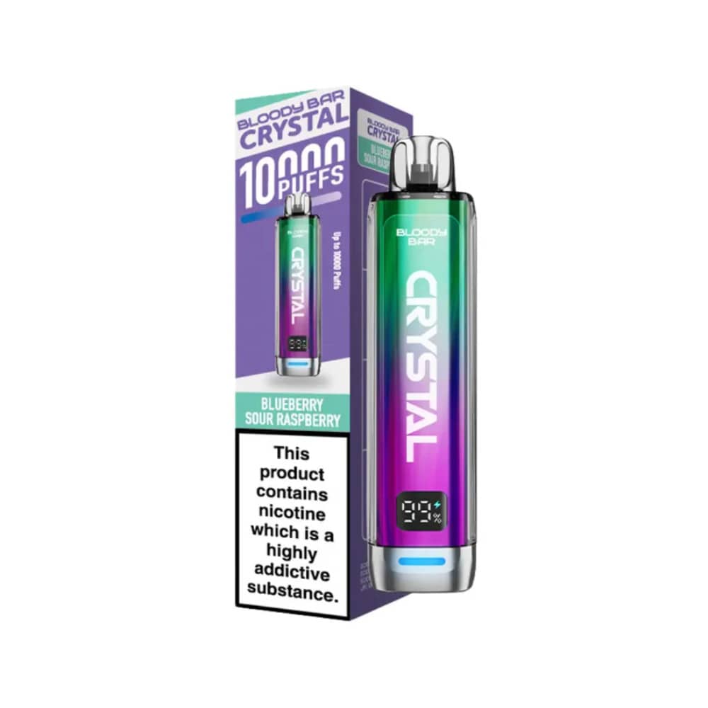 Bloody Bar Crystal 10k Vape Kit Box of 5 Blueberry Sour Raspberry