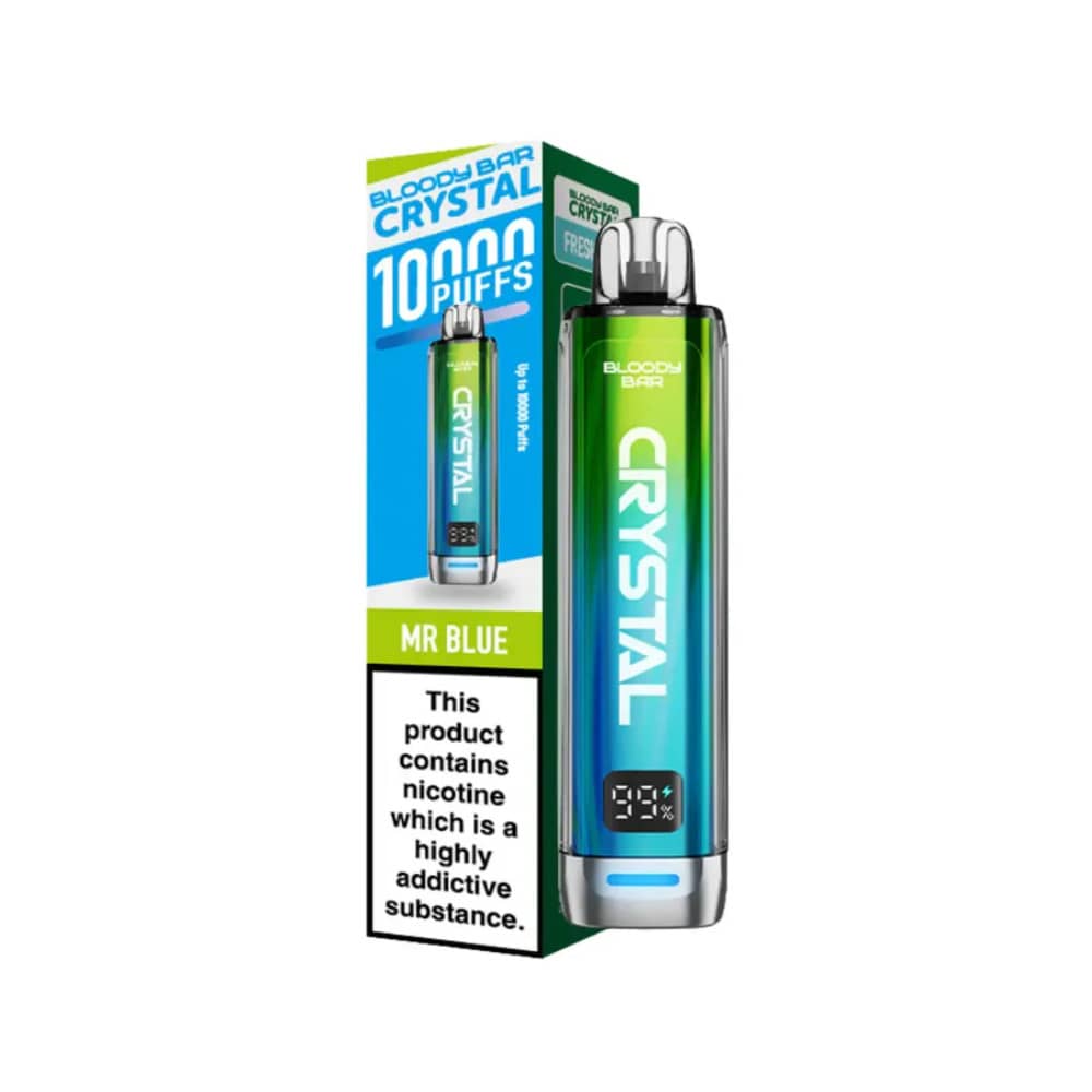 Bloody Bar Crystal 10k Vape Kit Box of 5 Mr Blue