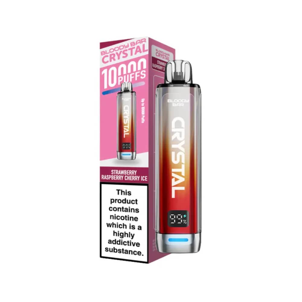 Bloody Bar Crystal 10k Vape Kit Box of 5 Strawberry Raspberry Cherry Ice