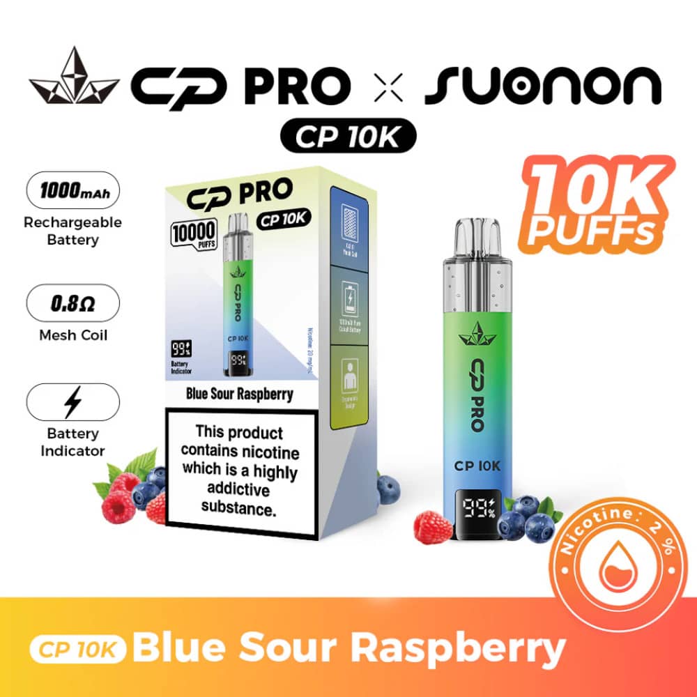 Crystal Pro CP 10k Vape Kit Box of 5 Blue Sour Raspberries