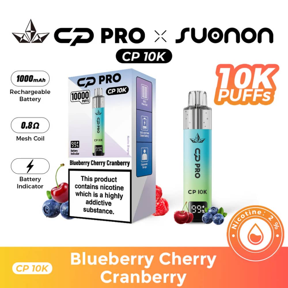 Crystal Pro CP 10k Vape Kit Box of 5 Blueberry Cherry Cranberry