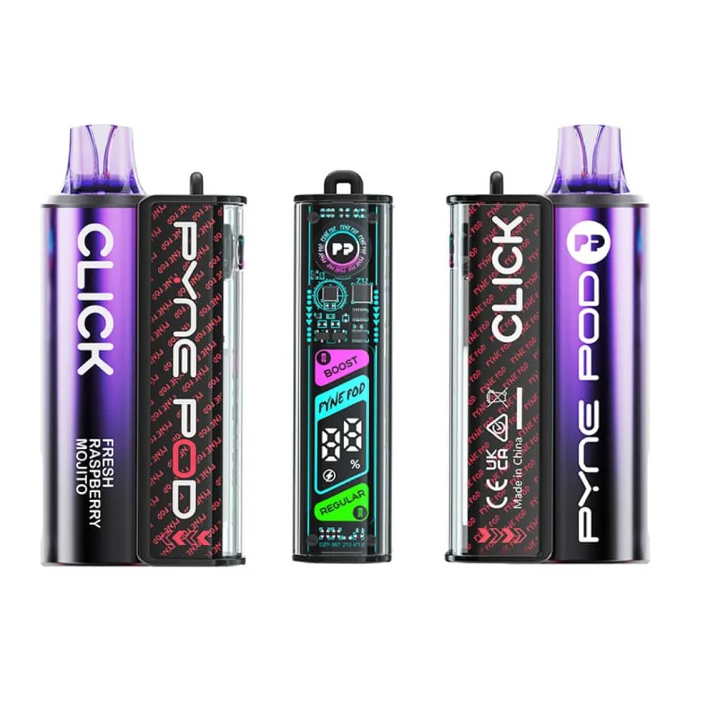 Pyne Pod Click 10k Vape Kit Box of 5 Fresh Raspberry Mojito