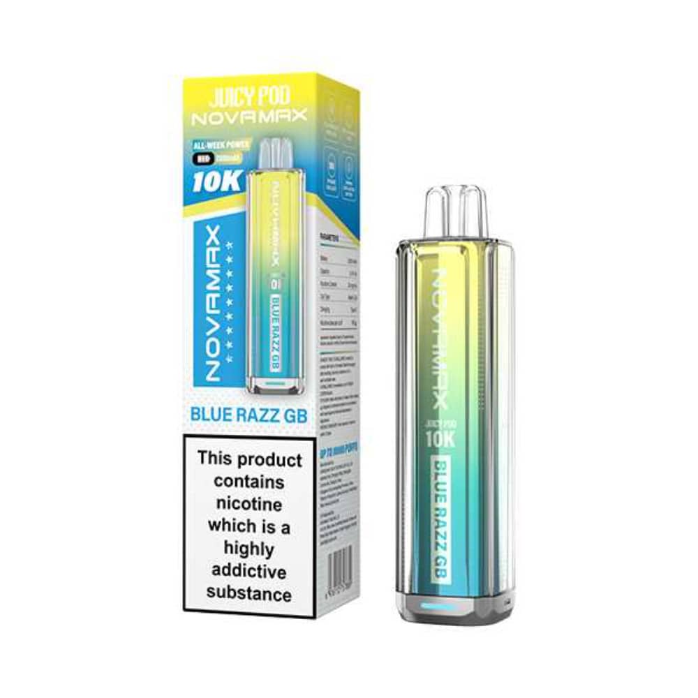 Juicypod Novamax 10k Vape Kit Box of 5 Blue Razz GB