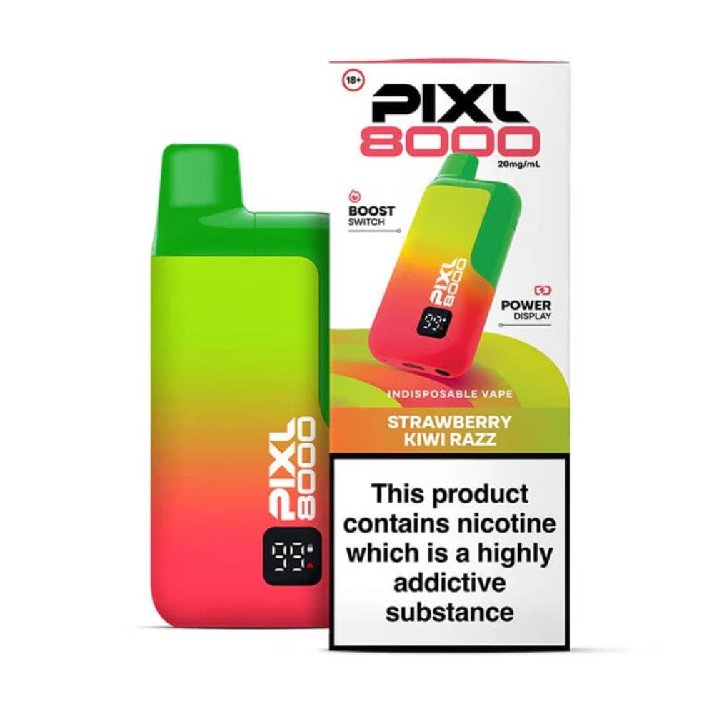 Pixl 8000 Prefilled Vape Kit Box of 5 Strawberry Kiwi Razz