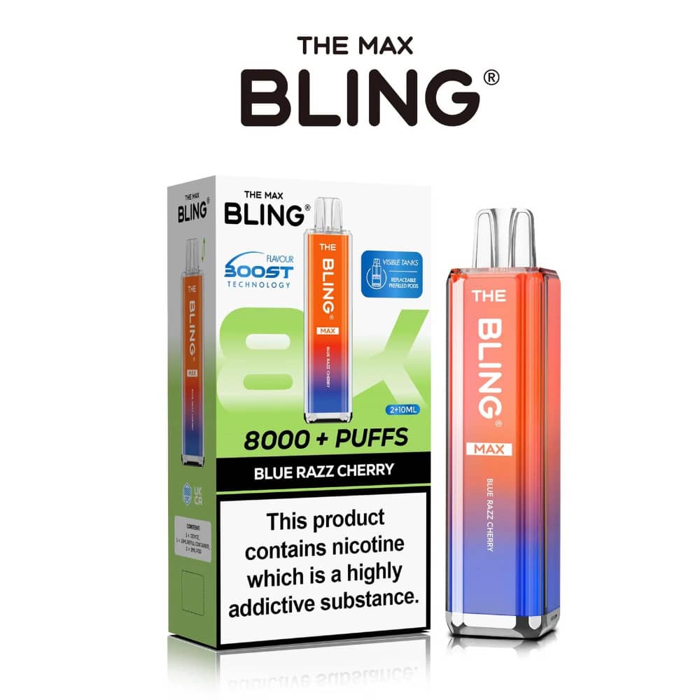 The Crystal Bling Pro Max 10k Vape Kit Box of 5 Blue Razz Cherry
