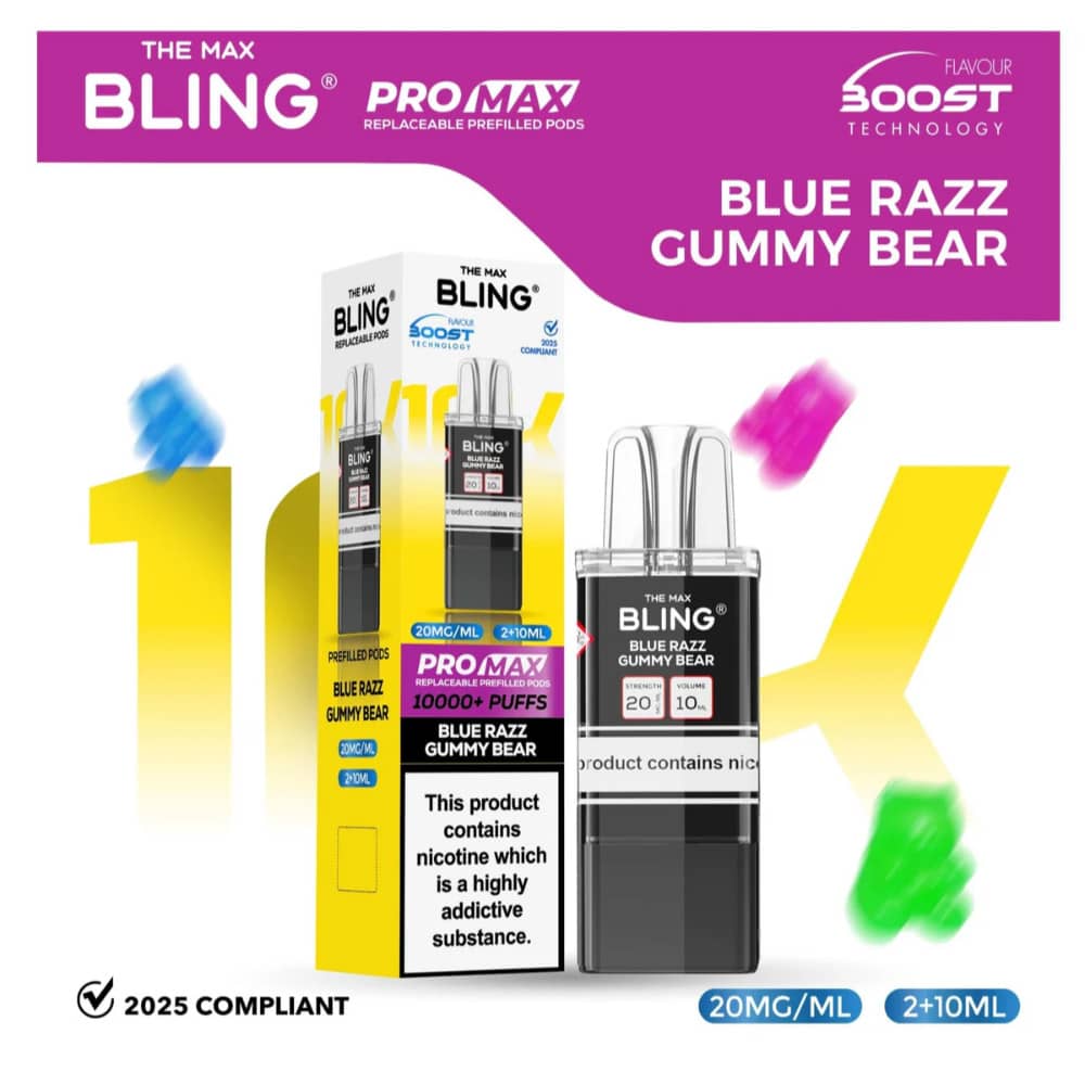 The Crystal Bling Pro Max 10k Pods Pack of 5 Blue Razz Gummy Bear