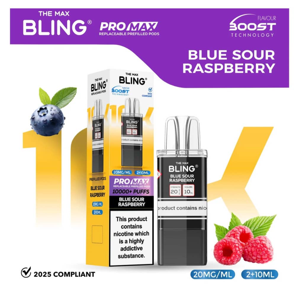 The Crystal Bling Pro Max 10k Pods Pack of 5 Blue Sour Raspberry