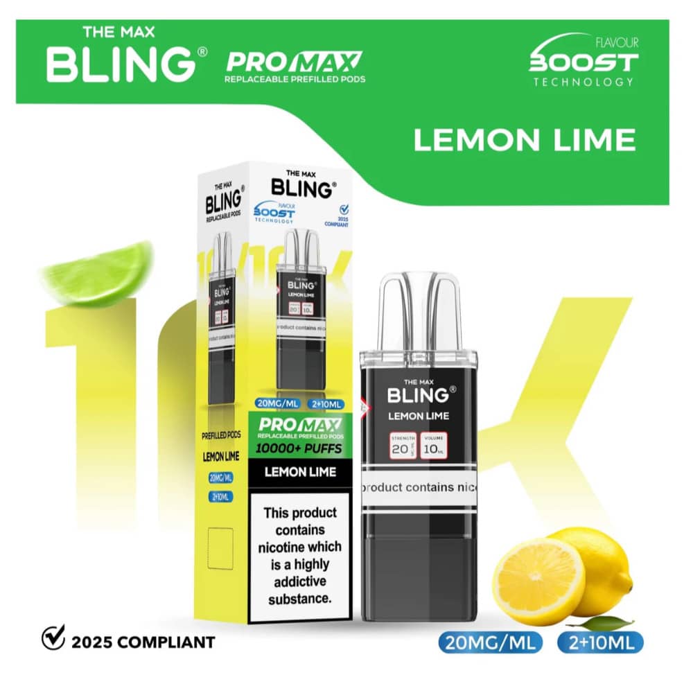 The Crystal Bling Pro Max 10k Pods Pack of 5 Lemon Lime