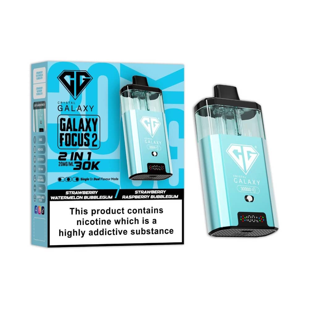 Crystal Galaxy 30k Focus 2 Vape Kit Box of 5 Strawberry Watermelon Bubblegum/Strawberry Raspberry Bubblegum