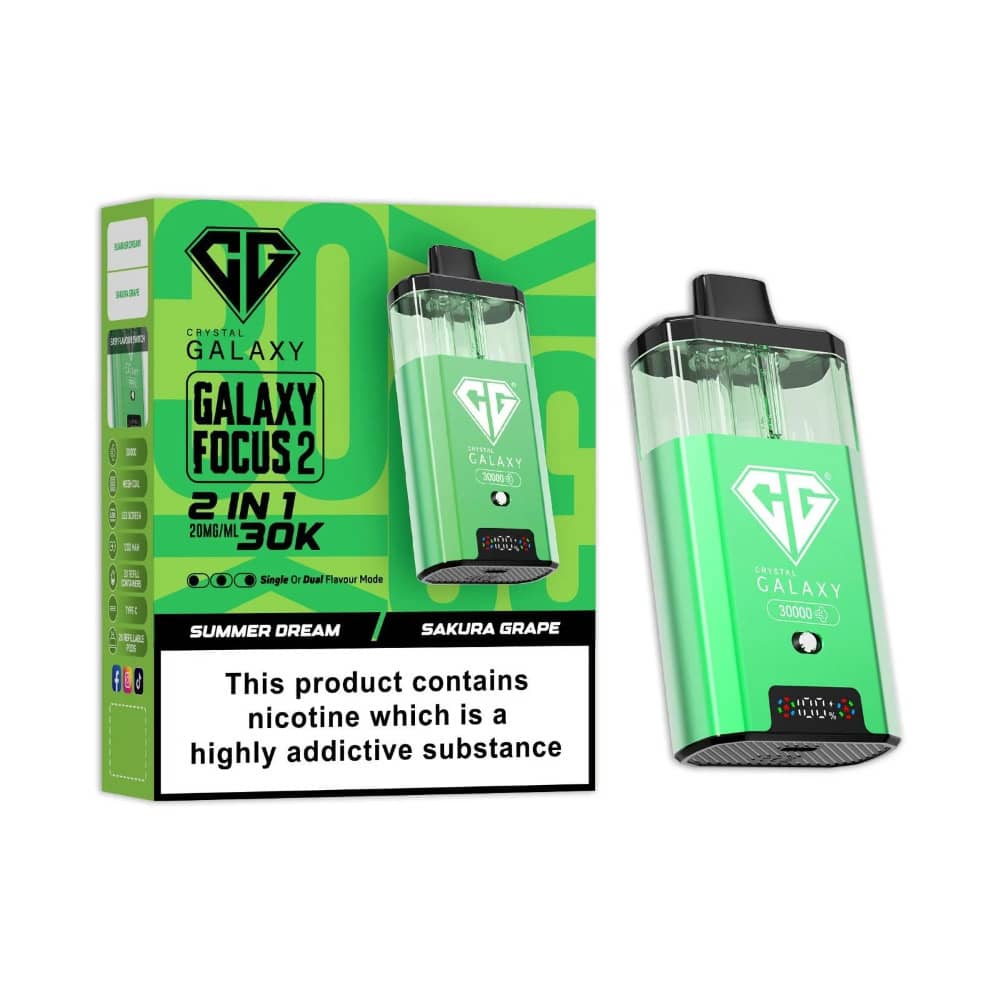 Crystal Galaxy 30k Focus 2 Vape Kit Box of 5 Summer Dream/Sakura Grape