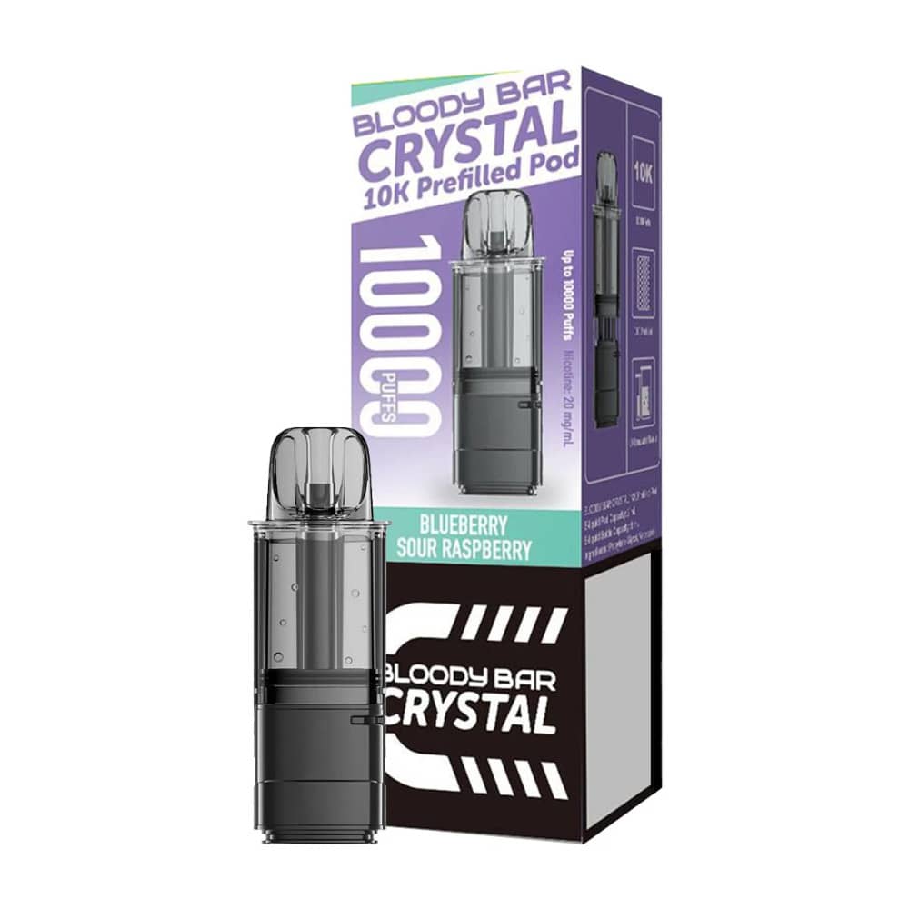Bloody Bar Crystal 10k Pods Pack of 5 Blueberry Sour Raspberry