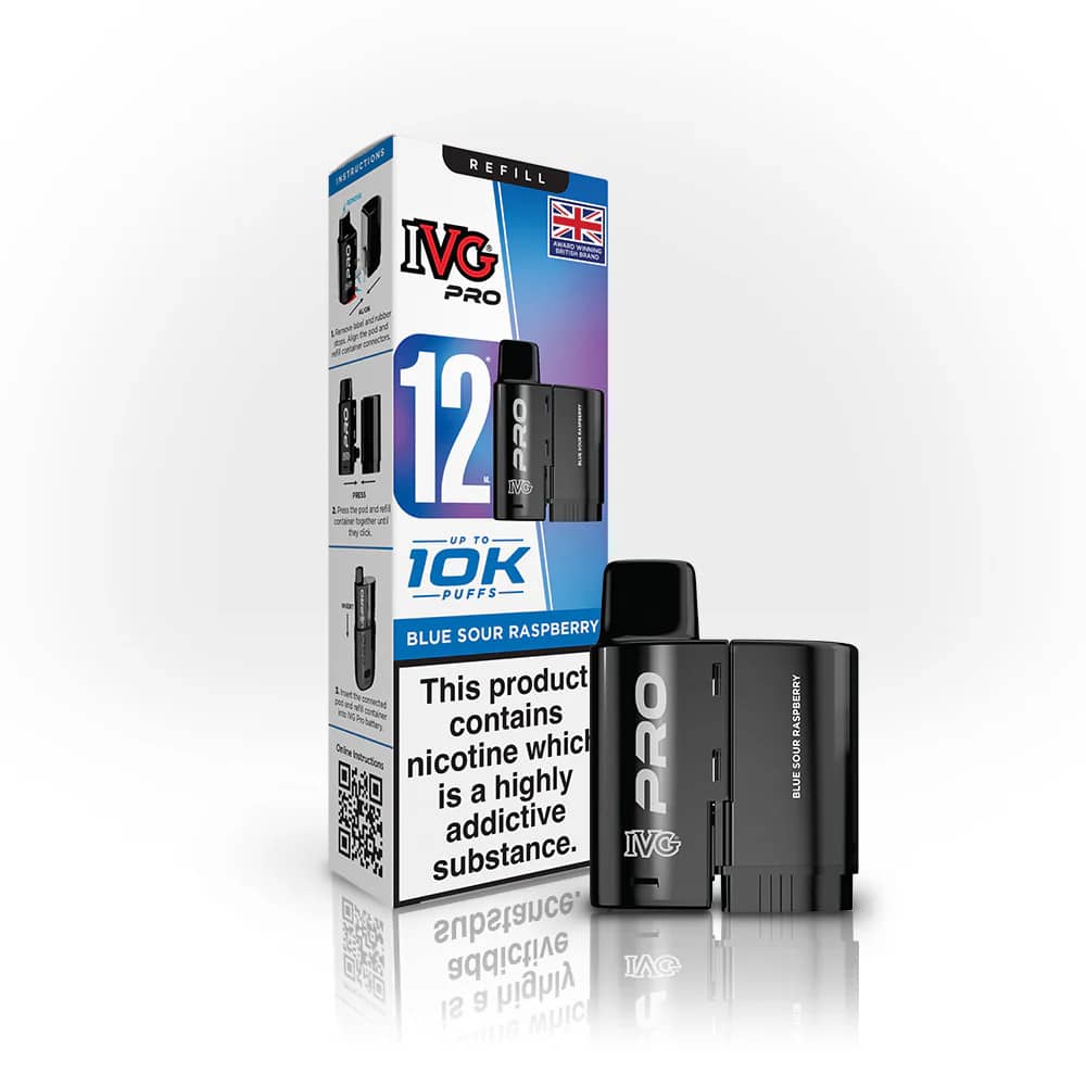 IVG Pro 10K Pods Pack of 5 | Refill Containers Blue Sour Raspberry