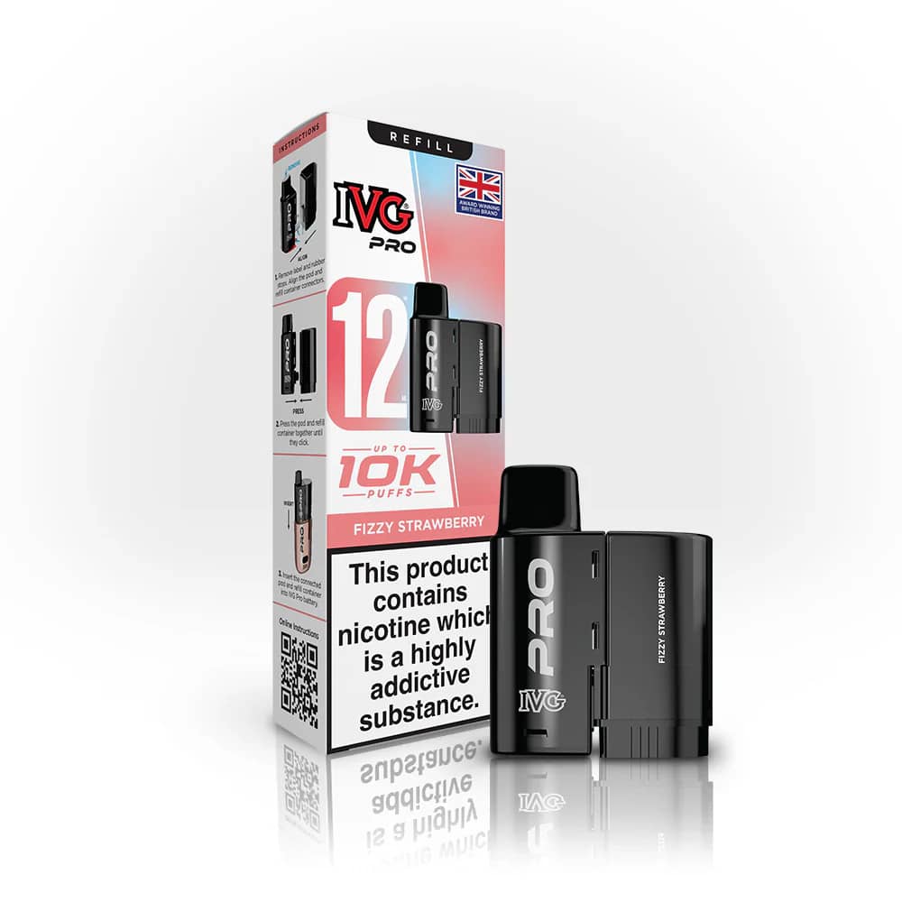 IVG Pro 10K Pods Pack of 5 | Refill Containers Fizzy Strawberry
