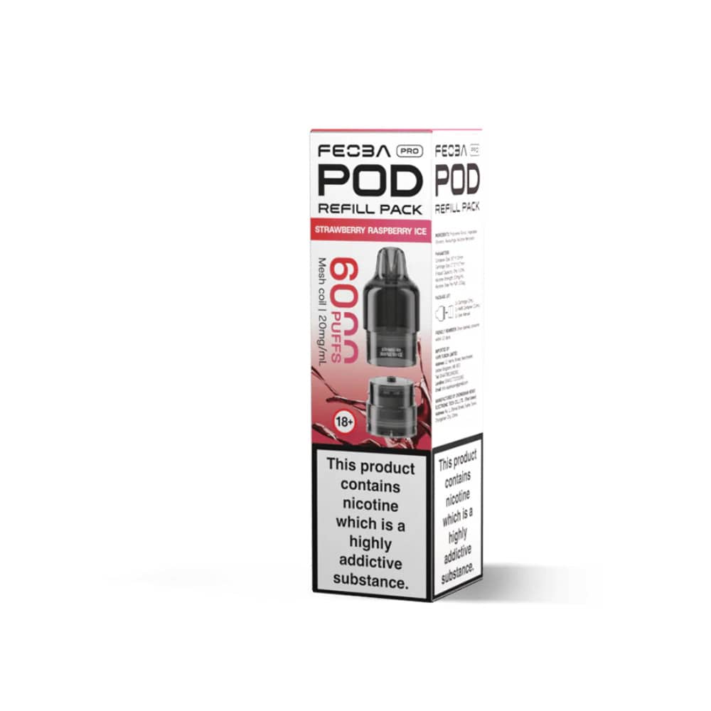 Feoba Pro Plus 6000 Pods Pack of 5 Strawberry Raspberry Ice
