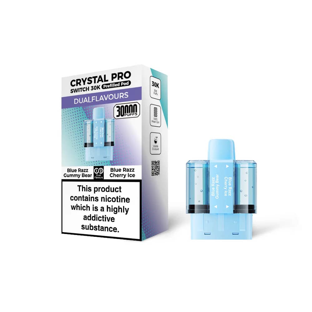 Crystal Pro Switch 30k Pods Pack of 5 Blue Razz Gummy Bear / Blue Razz Cherry Ice