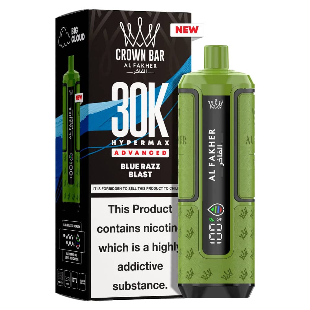 Al Fakher 30k Hypermax Prefilled Pod Kit Box of 5 Blue Razz Blast