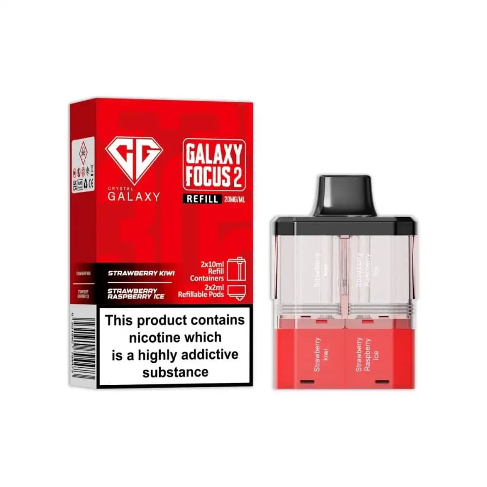 Crystal Galaxy Focus 6k Pods Pack of 5 Strawberry Kiwi / Strawberry Raspberry