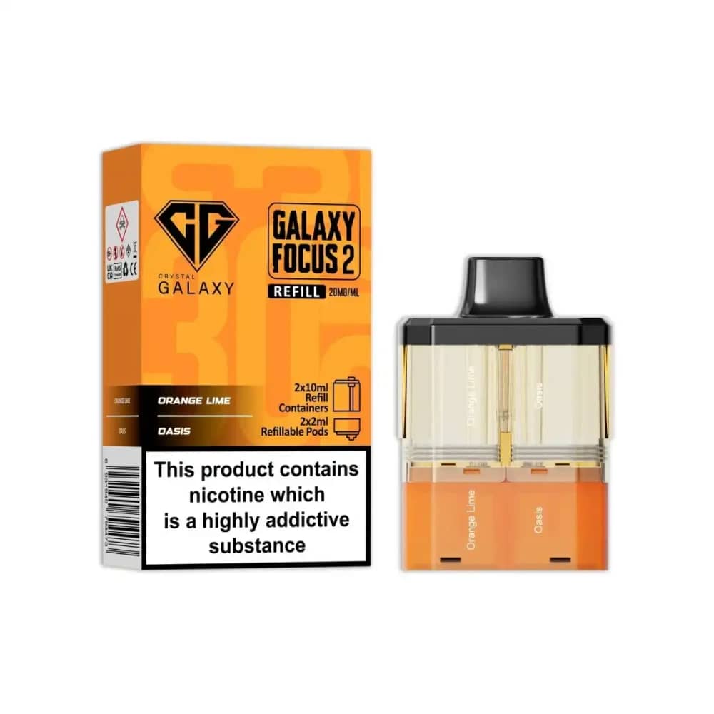 Crystal Galaxy Focus 6k Pods Pack of 5 Orange Lime / Oasis