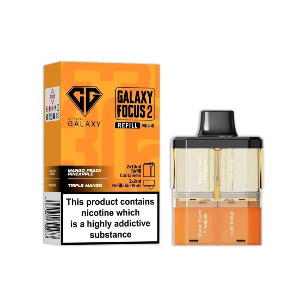 Crystal Galaxy Focus 6k Pods Pack of 5 Mango Peach Pineapple / Triple Mango