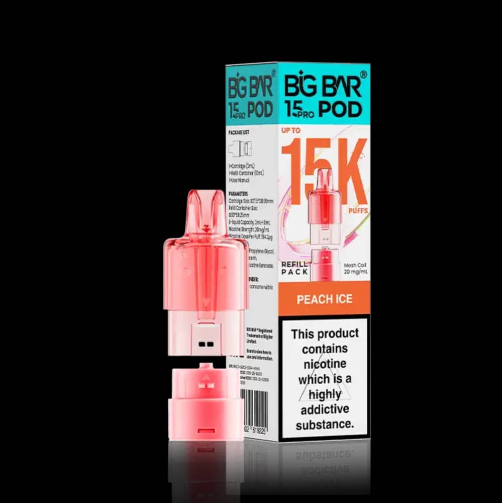 Big Bar Pro 15k Pods Pack of 5 Peach Ice