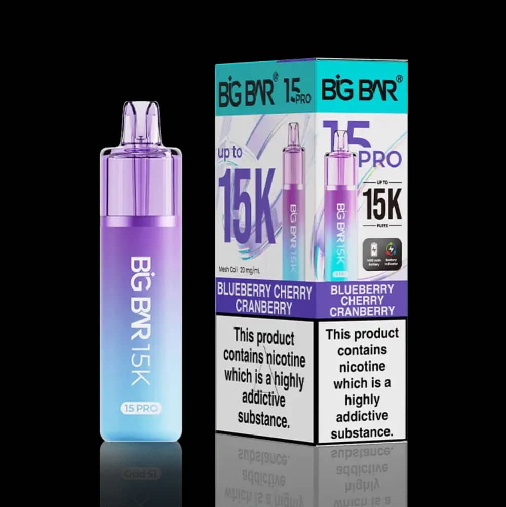 Big Bar Pro 15k Vape Kit Box of 5 Blueberry Cherry Cranberry