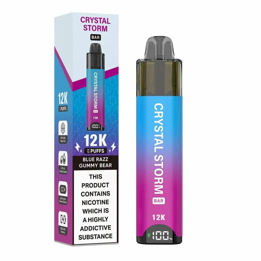 Crystal Strom Bar 12k Vape Kit Box of 5 Blue Razz Gummy Bear