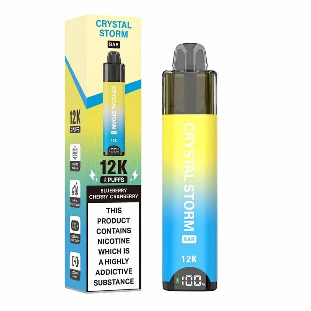 Crystal Strom Bar 12k Vape Kit Box of 5 Blueberry Cherry Cranberry