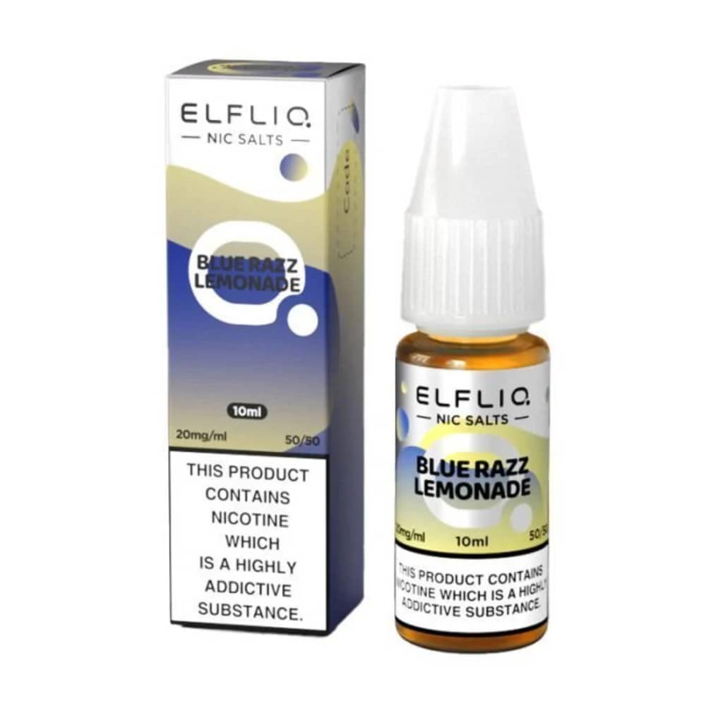 Elf Bar Elfliq Nic Salt E-Liquids 10ml Box of 10 Blue Razz Lemonade 20mg