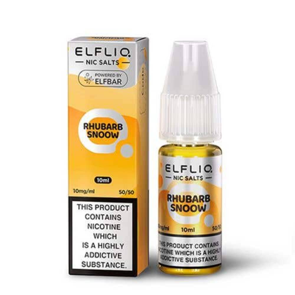 Elf Bar Elfliq Nic Salt E-Liquids 10ml Box of 10 Rhubarb Snoow 20mg