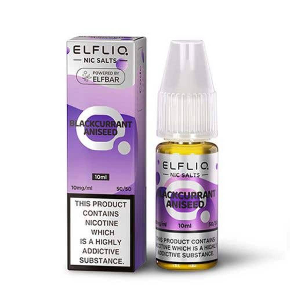 Elf Bar Elfliq Nic Salt E-Liquids 10ml Box of 10 Blackcurrant Aniseed 20mg