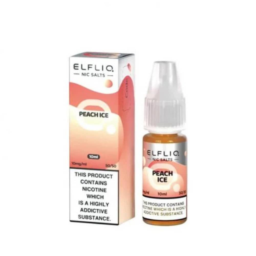 Elf Bar Elfliq Nic Salt E-Liquids 10ml Box of 10 Peach Ice 20mg