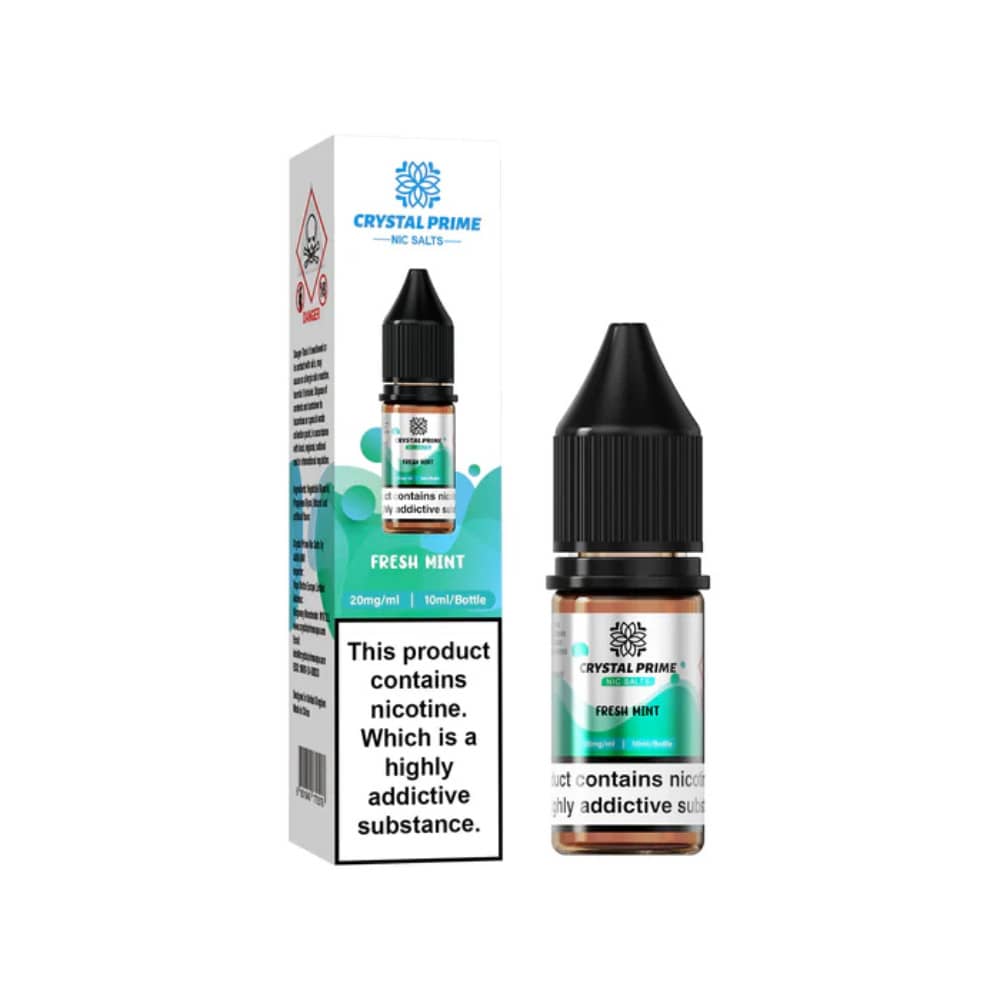 Crystal Prime Nic Salts E-Liquids 10ml Box of 10 Fresh Mint 20mg