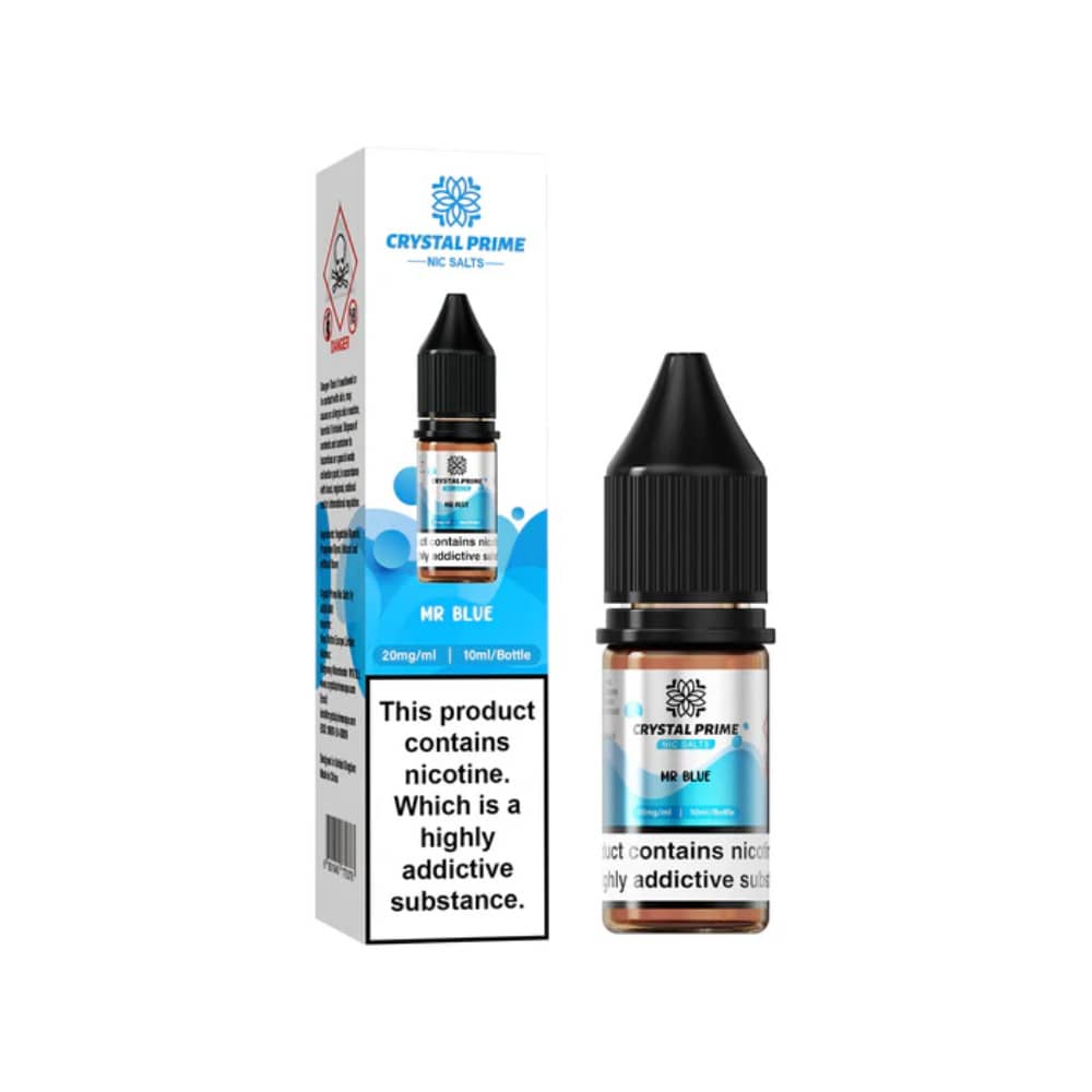 Crystal Prime Nic Salts E-Liquids 10ml Box of 10 Mr Blue 20mg