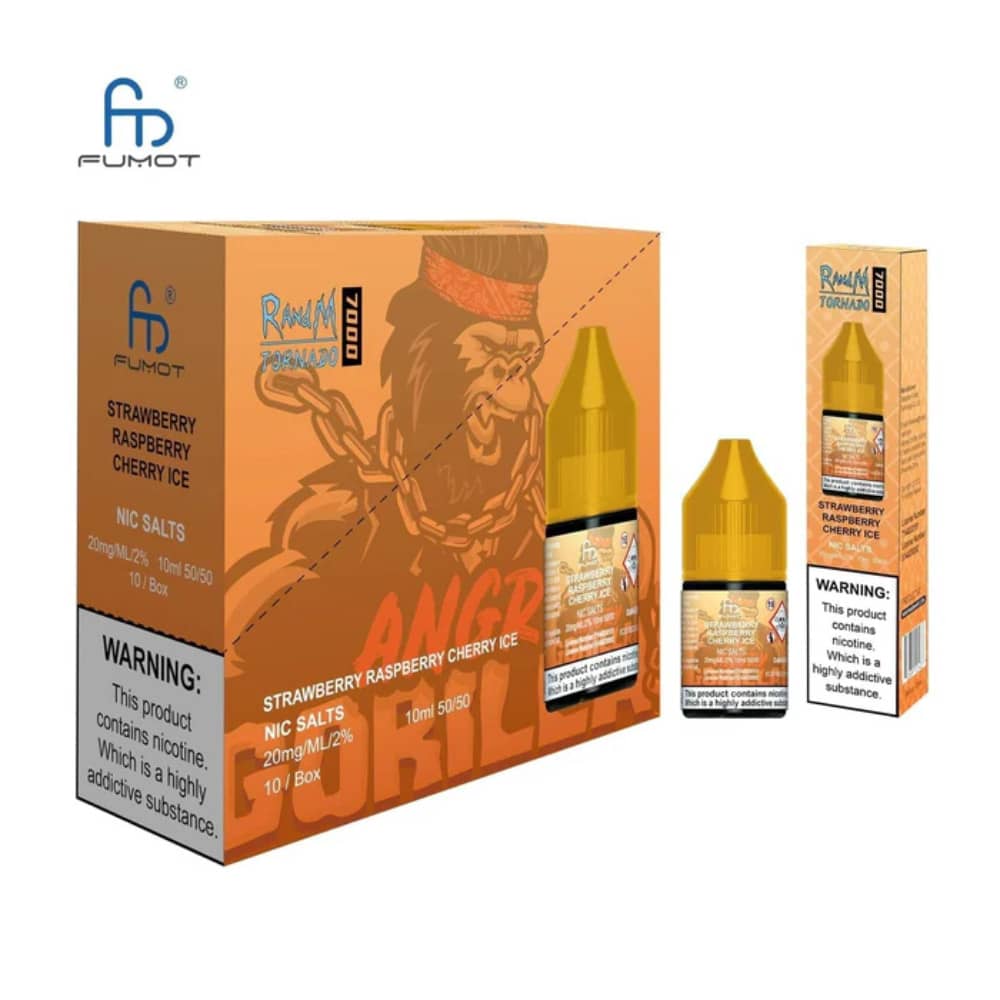 RandM 7000 Nic Salts E-Liquids 10ml Box of 10 Strawberry Raspberry Cherry
