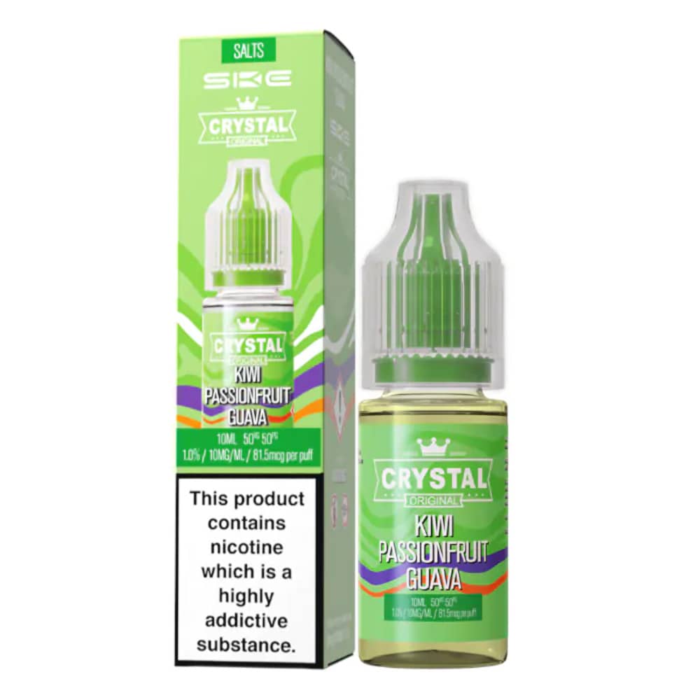 Ske Crystal Nic Salts E-Liquids 10ml Box of 10 Kiwi Passion Fruit Guava 10mg