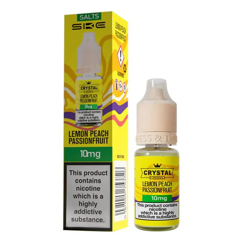 Ske Crystal Nic Salts E-Liquids 10ml Box of 10 Lemon Peach Passionfruit 10mg
