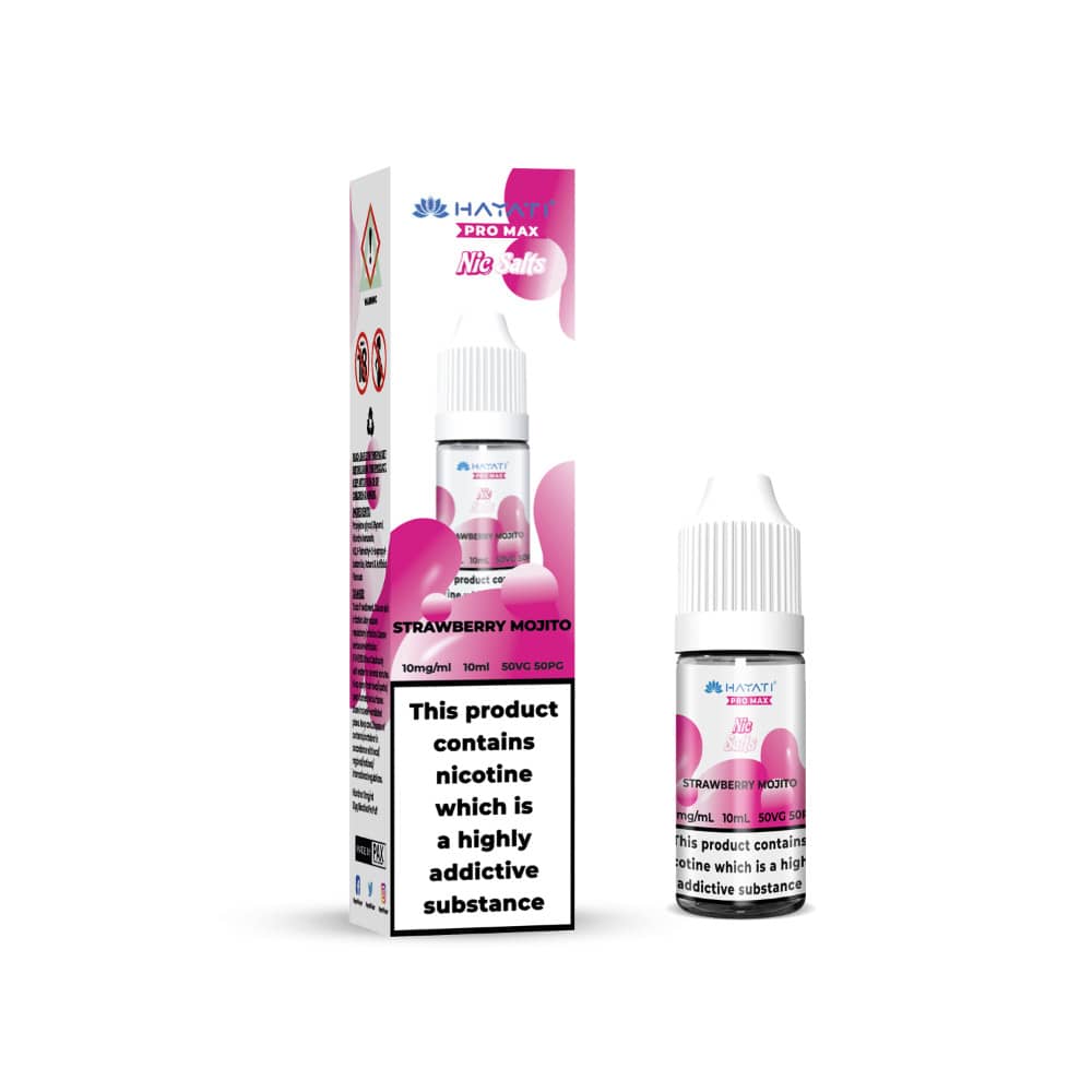 Hayati Pro Max Nic Salts E-Liquids 10ml Box of 10 Strawberry Mojito 10mg