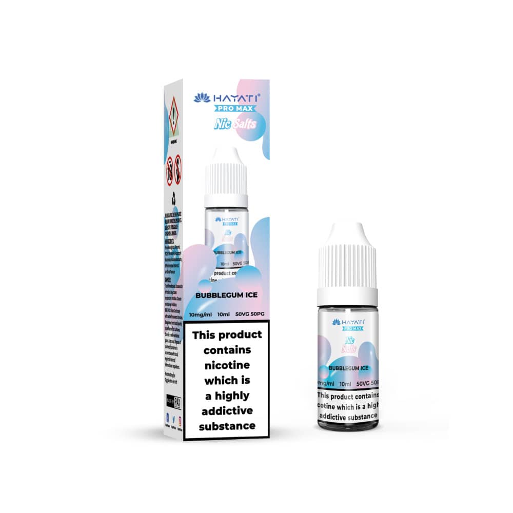 Hayati Pro Max Nic Salts E-Liquids 10ml Box of 10 Bubblegum Ice 10mg