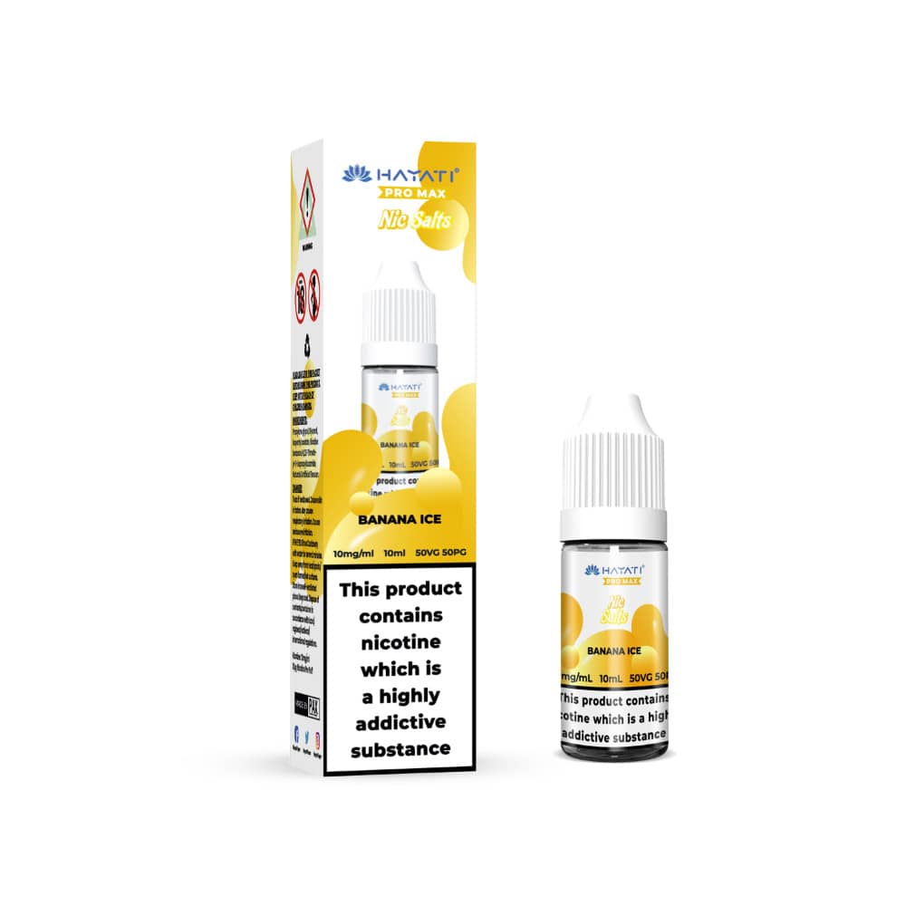 Hayati Pro Max Nic Salts E-Liquids 10ml Box of 10 Banana Ice 20mg
