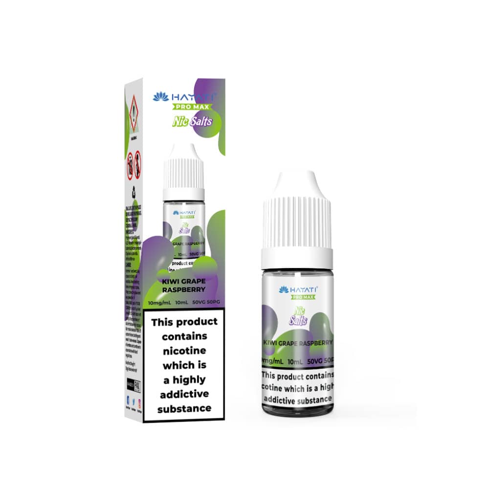 Hayati Pro Max Nic Salts E-Liquids 10ml Box of 10 Kiwi Grape Raspberry 20mg