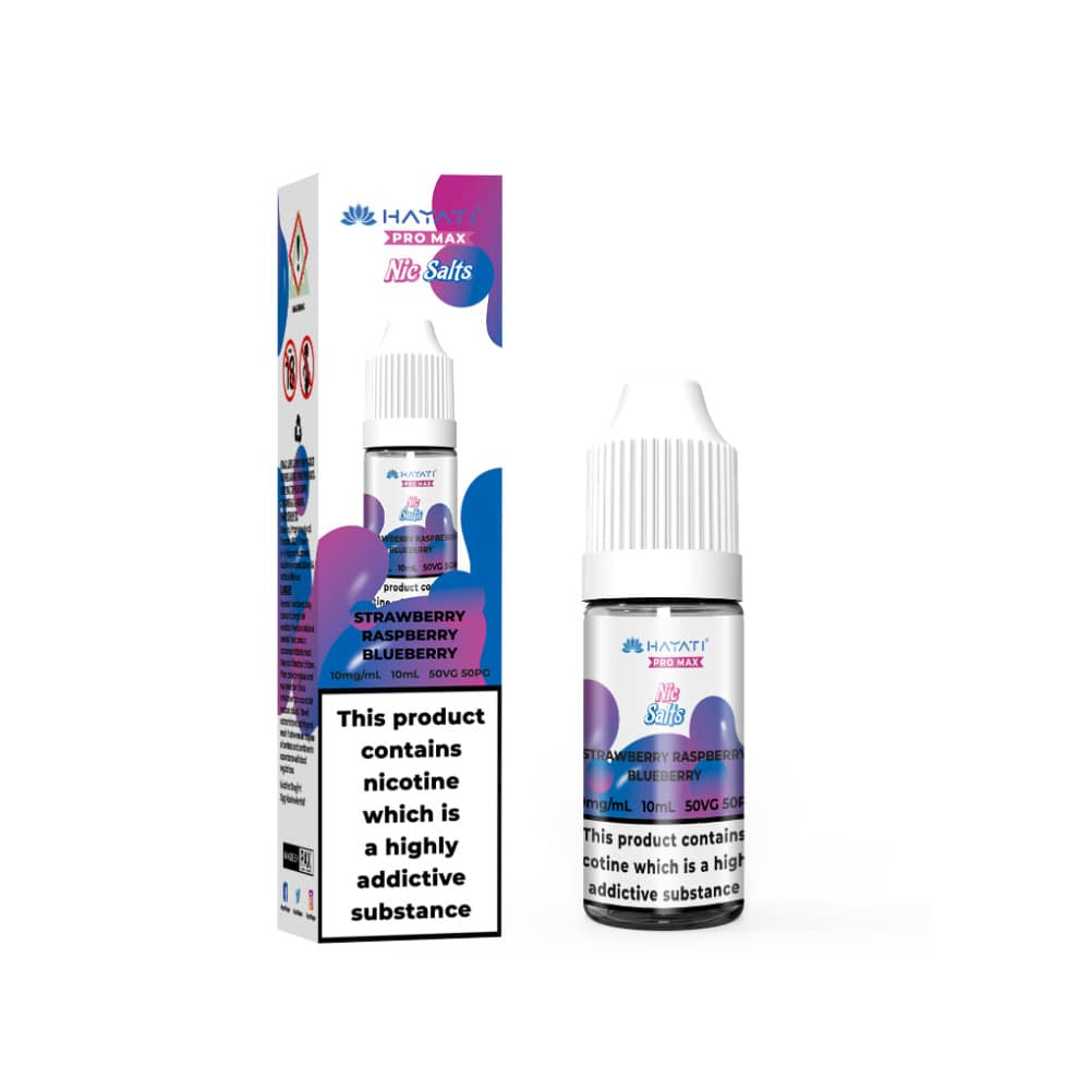 Hayati Pro Max Nic Salts E-Liquids 10ml Box of 10 Strawberry Raspberry Blueberry 20mg