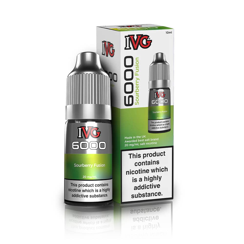 IVG 6000 Nic Salts e liquids 10ml Box of 10 Sourberry Fusion 20mg