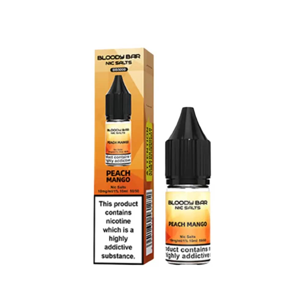 Bloody Bar Nic Salts e liquids 10ml Box of 10 Peach Mango 10mg